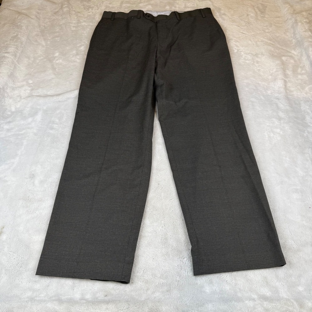 Ralph Lauren Mens Glen Plaid Dress Pants Brown Gray Stretch 36W x 30L CA01129
